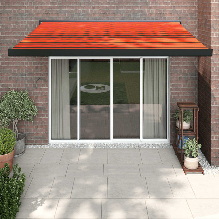 Retractable Awning Orange and Brown 3x2.5 m Fabric and Aluminium