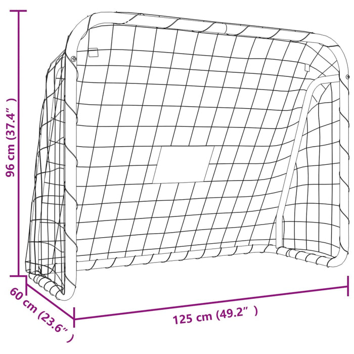 Port de fotbal cu plasa alba 125x96x60 cm Otel&amp;Poliester