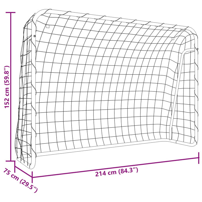 Port de fotbal cu plasa alba 214x75x152 cm Otel&amp;Poliester