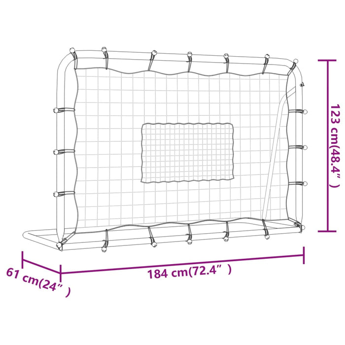 Plasa de fotbal Rebounder Alb&amp;Negru 184x61x123 cm Otel si PE