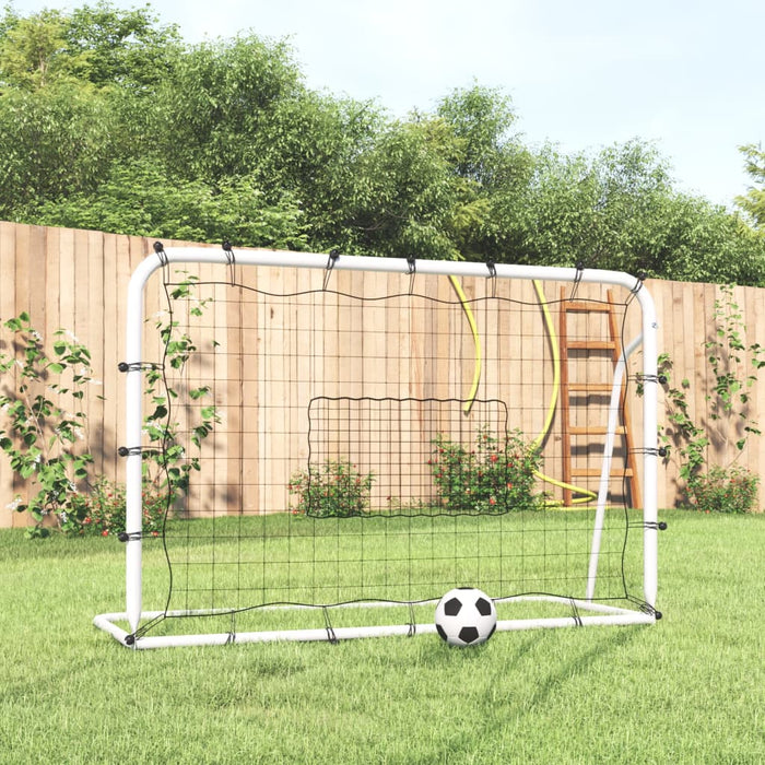 Plasa de fotbal Rebounder Alb&amp;Negru 184x61x123 cm Otel si PE