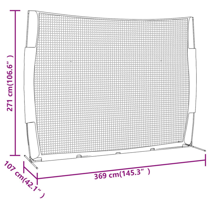 Portable Baseball Net Red&Black 369x107x271 cm Steel&Polyester