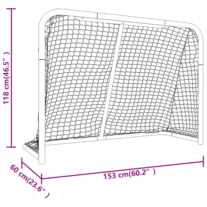 Poartă de hochei cu plasă roșu și alb 153x60x118 cm oțel și poliester