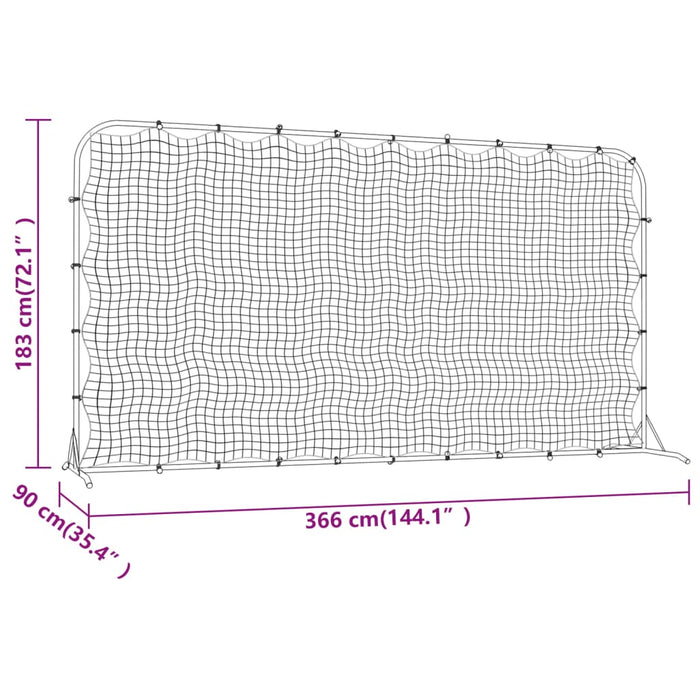 Plasa Rebounder Fotbal Neagra 366x90x183 cm HDPE