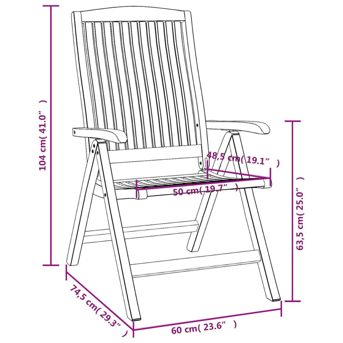 Reclining Garden Chairs 8 pcs Solid Wood Teak