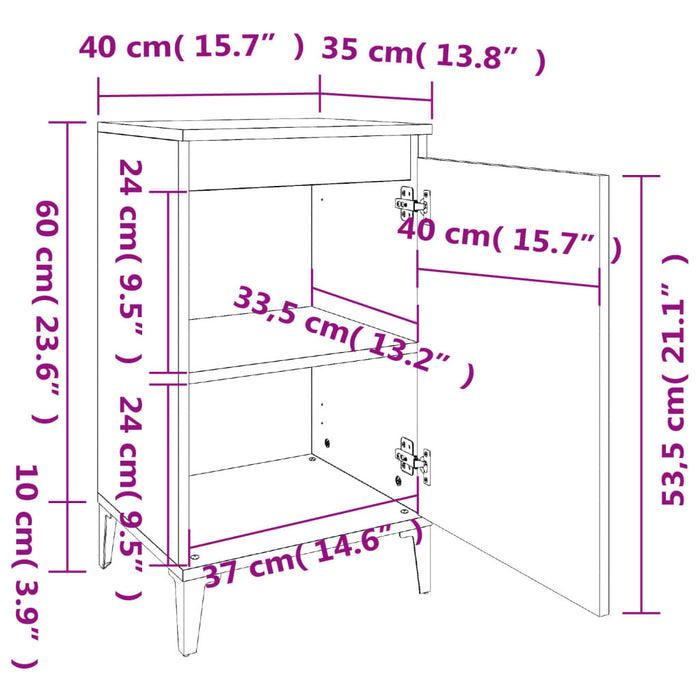 Noptiera Gri Beton 40x35x70 cm Lemn de Inginerie