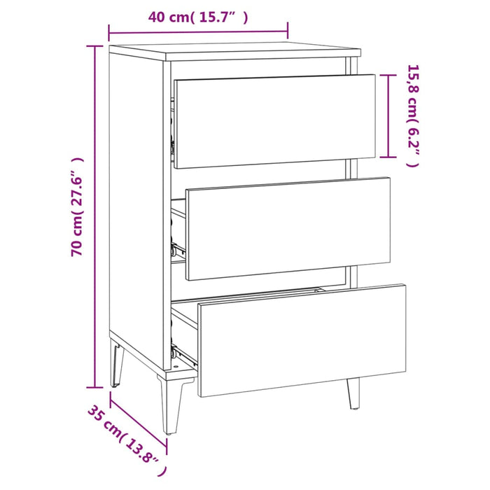 Noptiera Gri Beton 40x35x70 cm Lemn de Inginerie