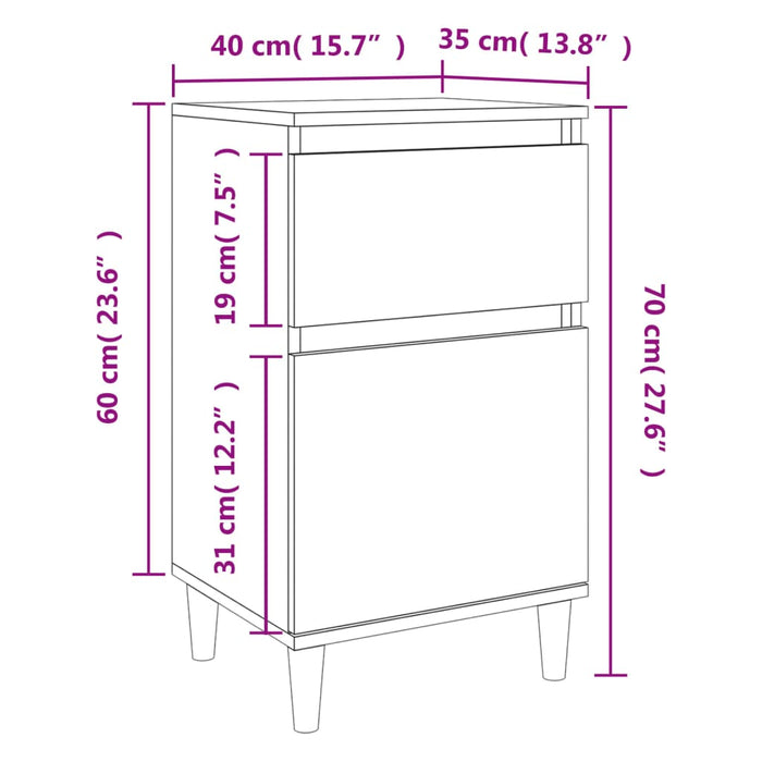 Bedside Cabinets 2 pcs Concrete Grey 40x35x70 cm