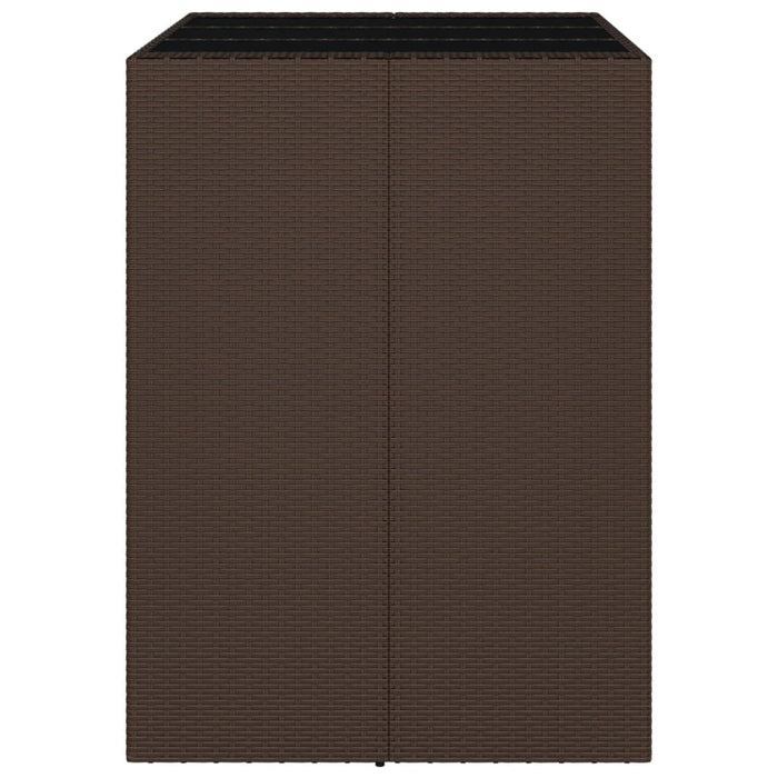 Bar Table with Glass Top Brown 105x80x110 cm Poly Rattan