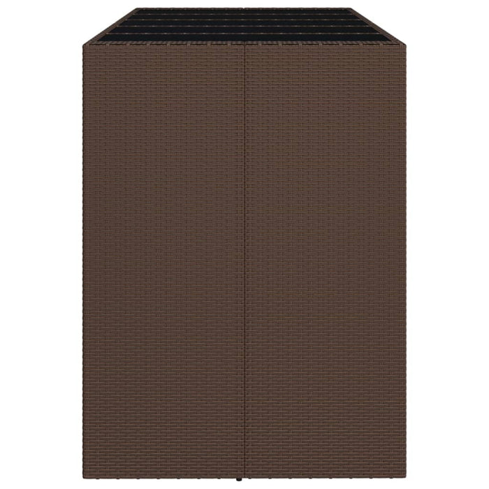 Bar Table with Glass Top Brown 185x80x110 cm Poly Rattan