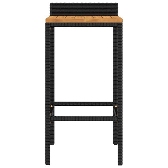 Bar Stools 2 pcs Black Poly Rattan and Solid Wood Acacia