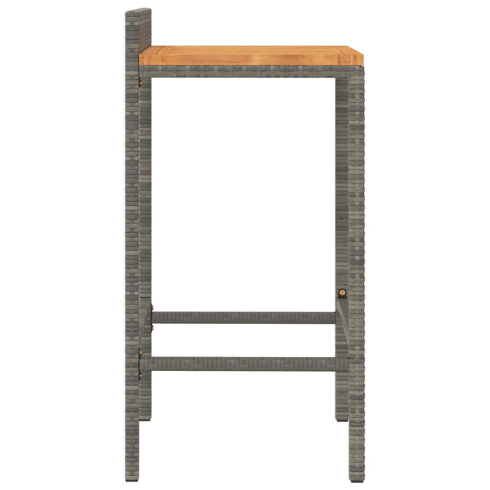 Bar Stools 4 pcs Grey Poly Rattan and Solid Wood Acacia