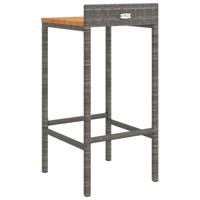 Bar Stools 4 pcs Grey Poly Rattan and Solid Wood Acacia