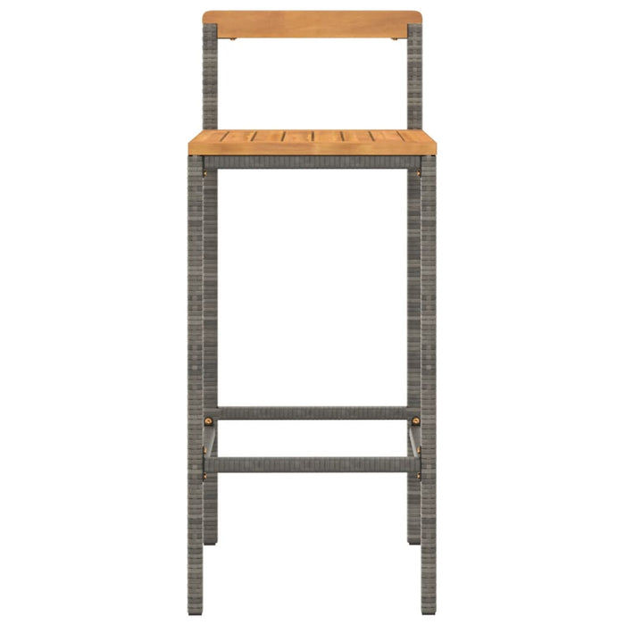 Bar Stools 4 pcs Grey Poly Rattan and Solid Wood Acacia