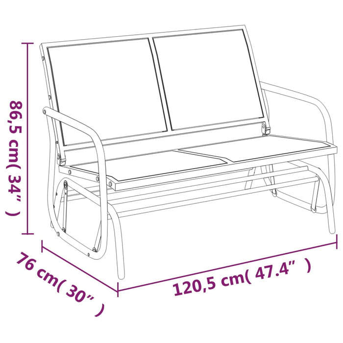 Садовая скамейка Glider черного цвета 120,5x76x86,5 см Текстилен и сталь