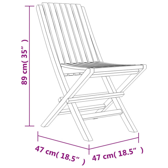 Scaune Pliante Gradina 2 buc 47x47x89 cm Lemn Masivul Teak