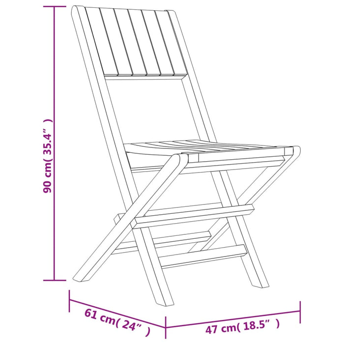 Scaune Pliante Gradina 2 buc 47x61x90 cm Lemn Masivul Teak