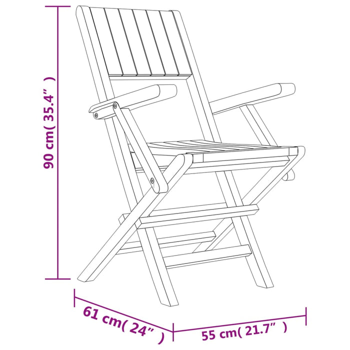 Folding Garden Chairs 8 pcs 55x61x90 cm Solid Wood Teak