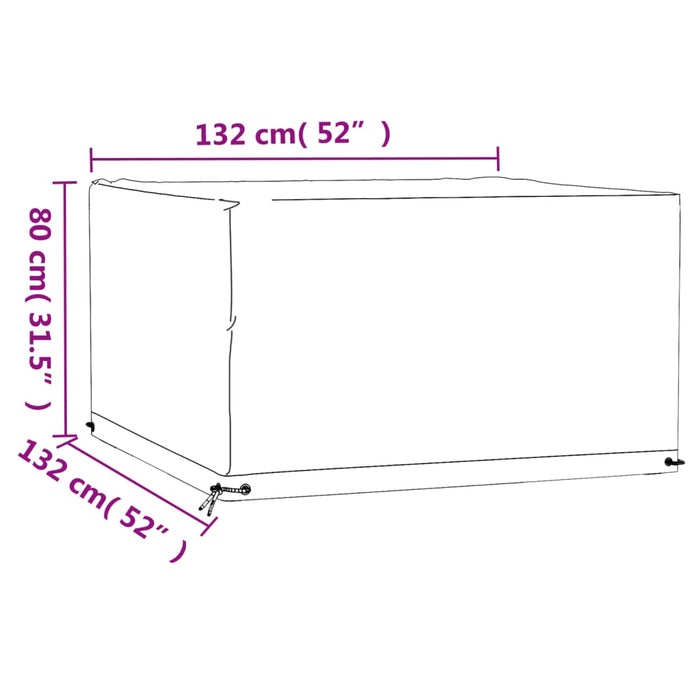 Garden Furniture Covers 2 pcs 8 Eyelets 132x132x80 cm Square