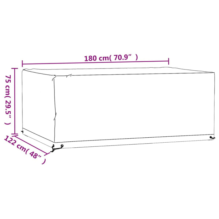 Garden Furniture Covers 2 pcs 8 Eyelets 180x122x75 cm Rectangular