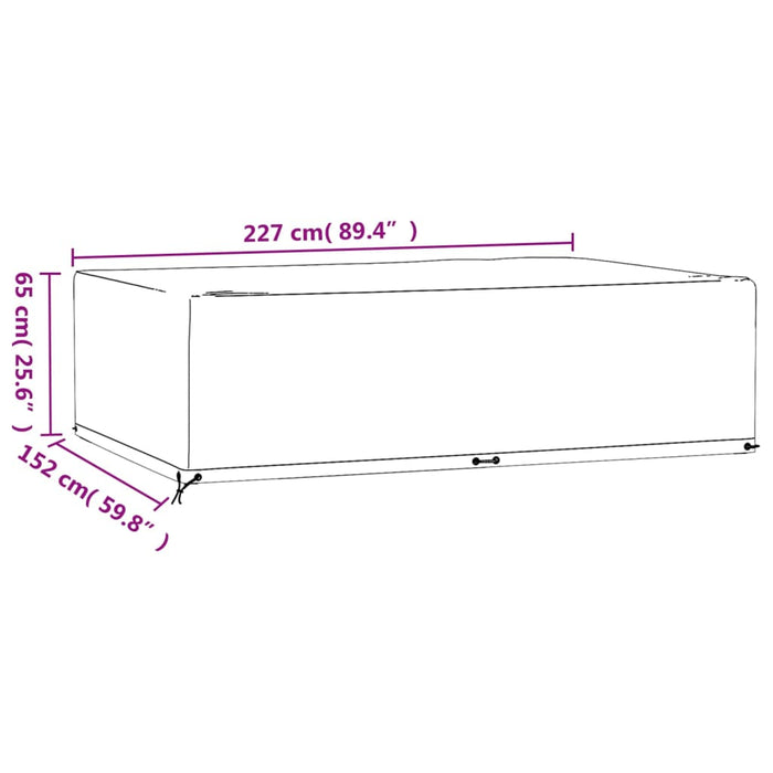 Garden Furniture Covers 2 pcs 12 Eyelets 227x152x65 cm Rectangular