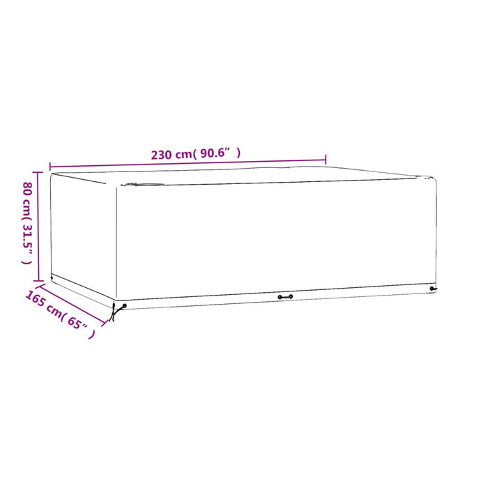 Garden Furniture Covers 2 pcs 12 Eyelets 230x165x80 cm Rectangular