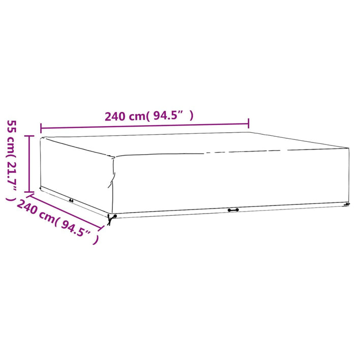 Garden Furniture Covers 2 pcs 16 Eyelets 240x240x55 cm Square