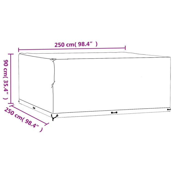 Garden Furniture Covers 2 pcs 16 Eyelets 250x250x90 cm Square