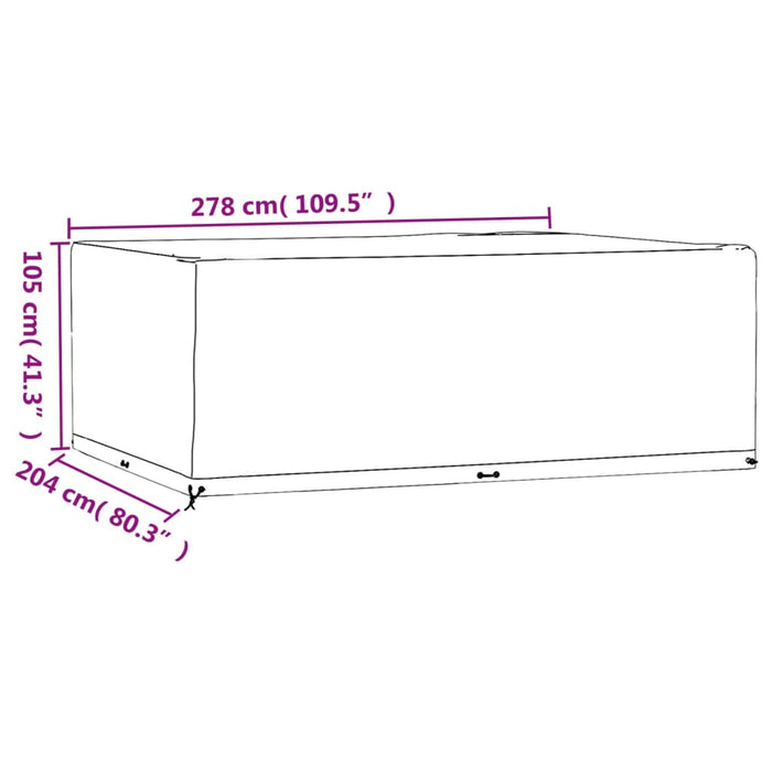 Garden Furniture Covers 2 pcs 16 Eyelets 278x204x105 cm Rectangular