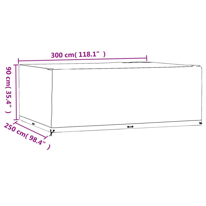 Garden Furniture Covers 2 pcs 16 Eyelets 300x250x90 cm Rectangular