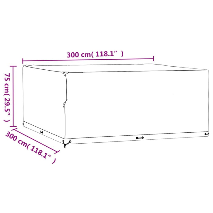 Garden Furniture Covers 2 pcs 16 Eyelets 300x300x75 cm Square