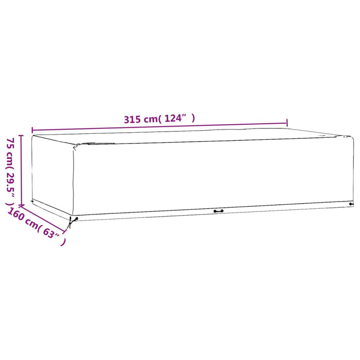 Garden Furniture Covers 2 pcs 12 Eyelets 315x160x75 cm Rectangular