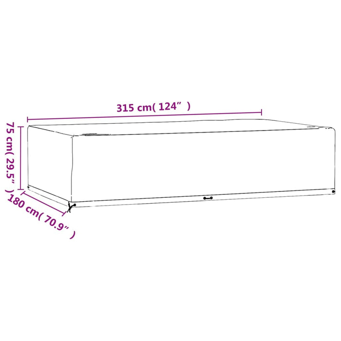 Garden Furniture Covers 2 pcs 12 Eyelets 315x180x75 cm Rectangular