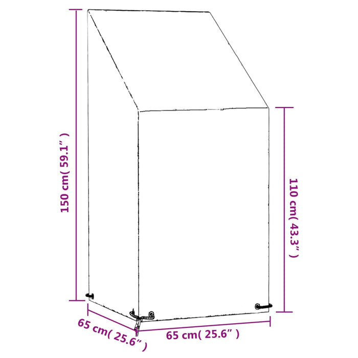 Калъфи за градински столове 2 бр. 8 капси 65x65x110/150 см полиетилен