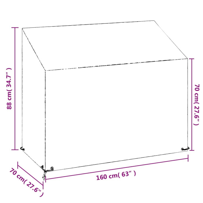 Garden Bench Covers 2 pcs 8 Eyelets 160x70x70/88 cm Polyethylene