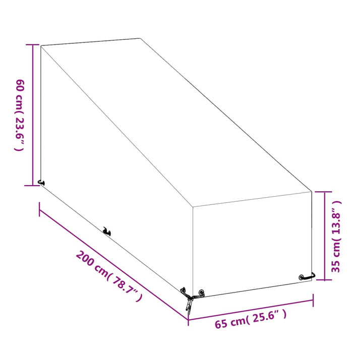 Чехлы для шезлонгов 2 шт. 12 люверсов 200x65x35/60 см Полиэтилен