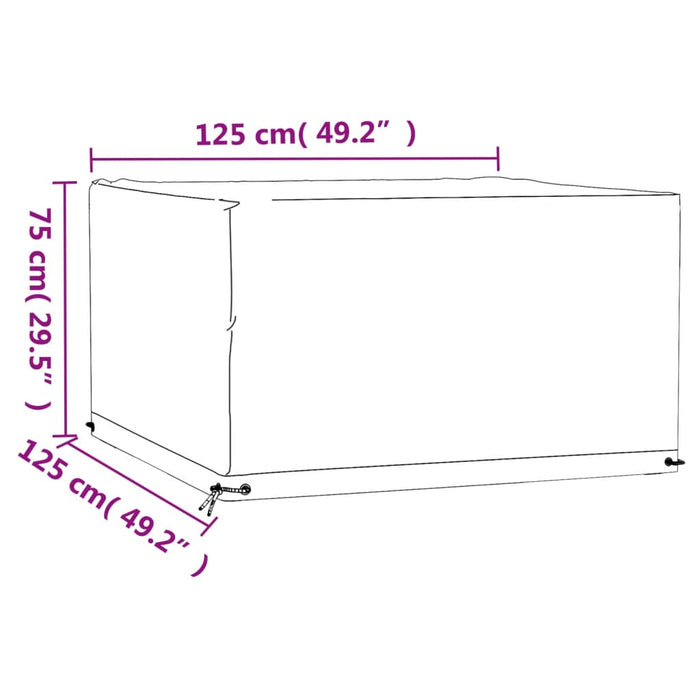 Garden Furniture Cover 8 Eyelets 125x125x75 cm Square