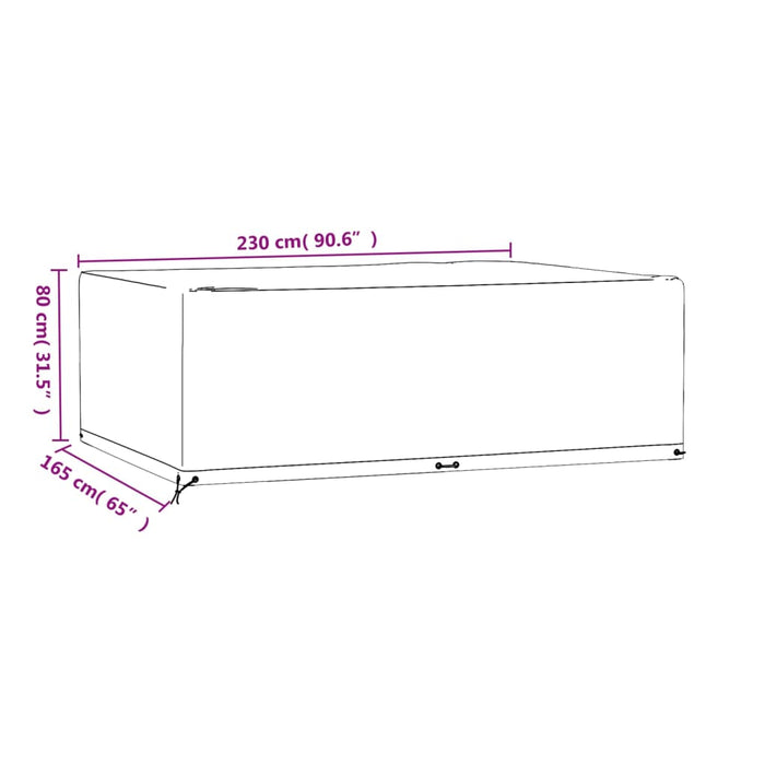 Покривало за градински мебели 12 капси 230x165x80 см правоъгълно