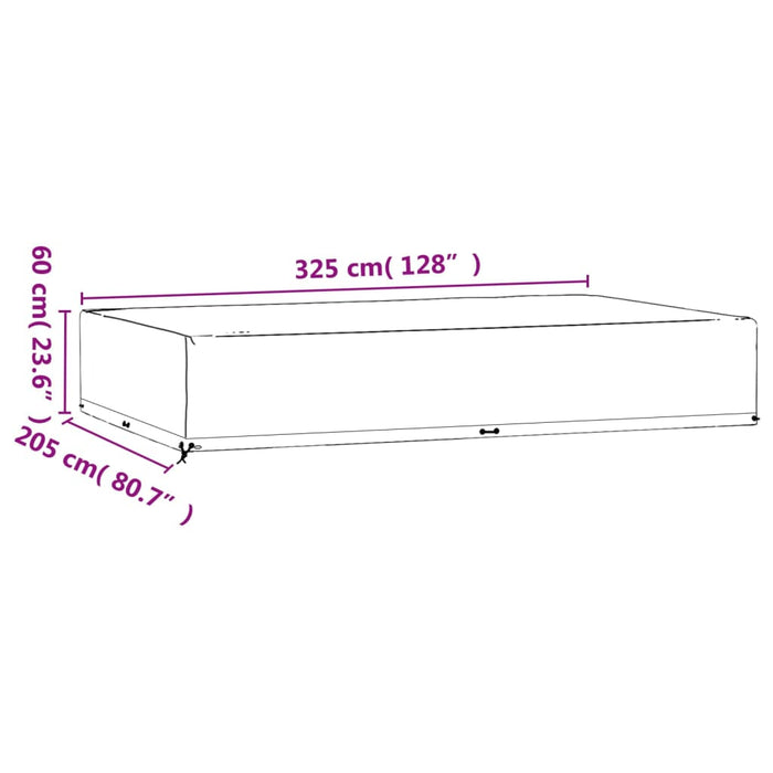 Garden Furniture Cover 16 Eyelets 325x205x60 cm Rectangular