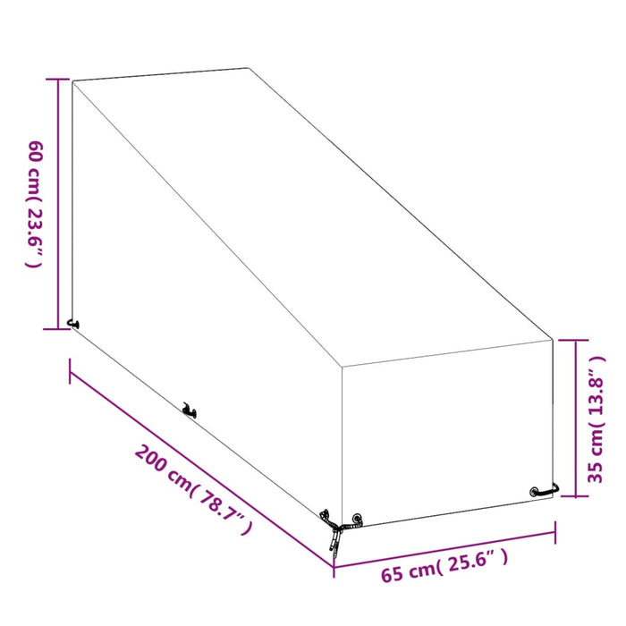 Sunlounger Cover 12 Eyelets 200x65x35/60 cm Polyethylene