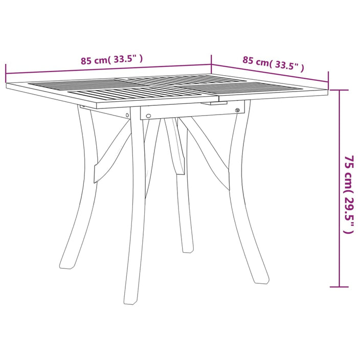 Garden Table 85x85x75 cm Solid Wood Acacia