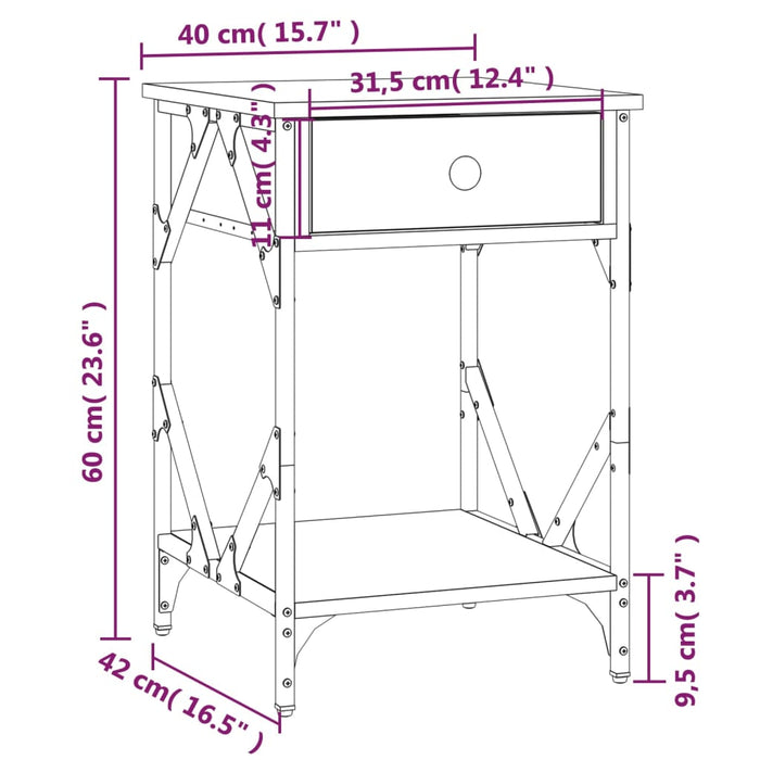 Noptiera 2 buc Negru 40x42x60 cm Lemn de Inginerie