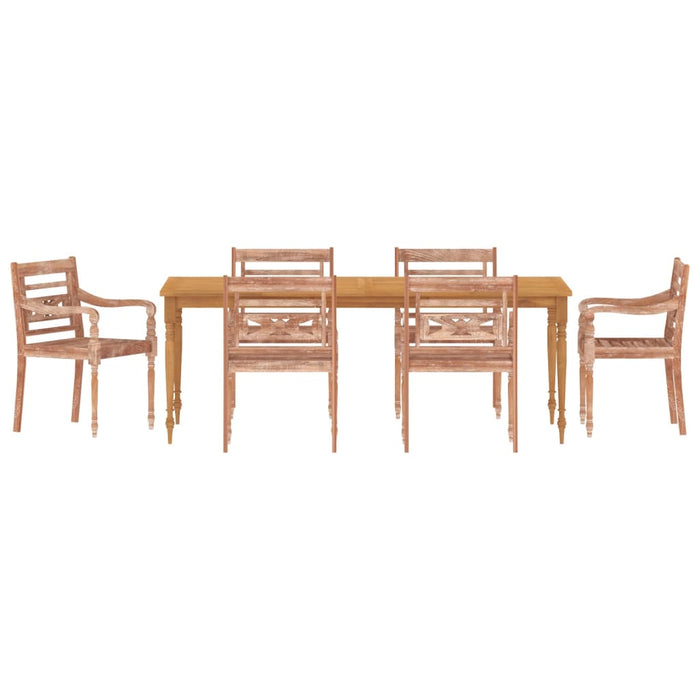 Batavia Chairs 6 pcs White Wash Solid Wood Teak