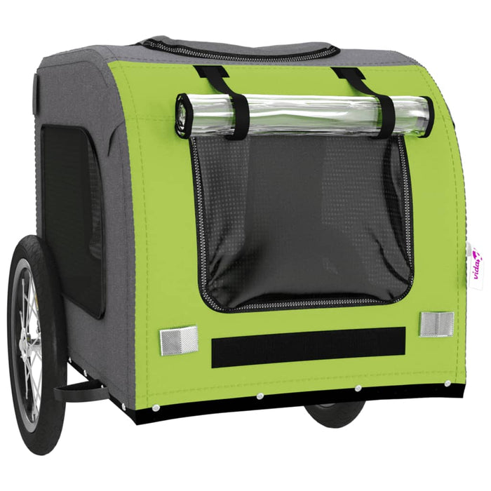 Pet Bike Trailer Green and Grey Oxford Fabric and Iron