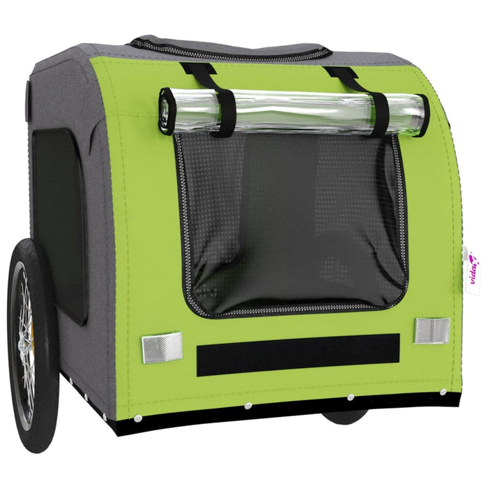 Pet Bike Trailer Green and Grey Oxford Fabric&Iron