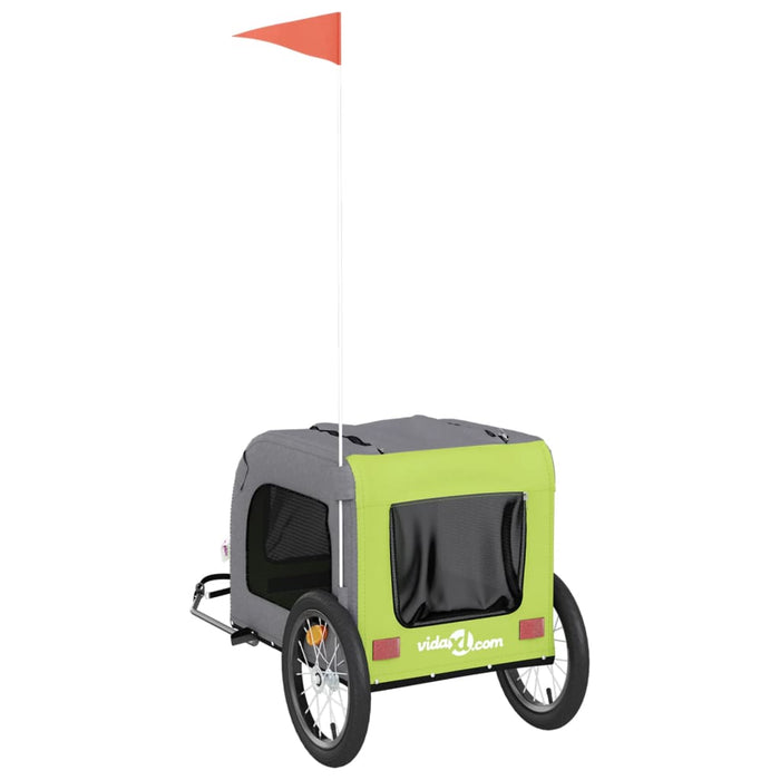 Pet Bike Trailer Green and Grey Oxford Fabric&Iron