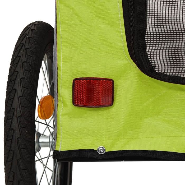 Pet Bike Trailer Green and Grey Oxford Fabric&Iron