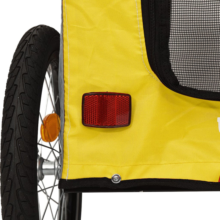 Pet Bike Trailer Yellow and Grey Oxford Fabric and Iron