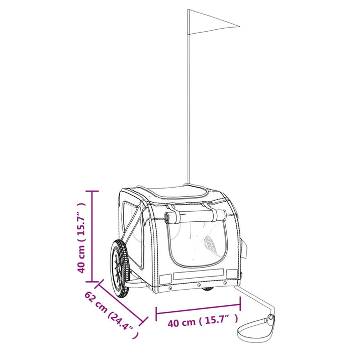 Ремарке за велосипеди за домашни любимци Оранжев и сив Оксфорд плат и желязо
