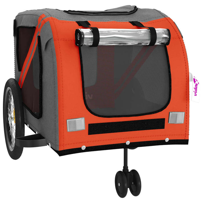 Pet Bike Trailer Orange and Grey Oxford Fabric and Iron